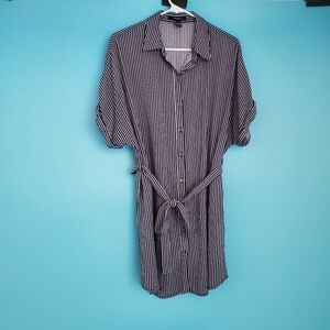 Forever 21 Size Medium Striped Belted Short Shirt Dress